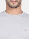 T-Base Men Grey Solid Slim Fit T-Shirt