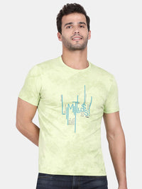 T-Base Men Green Floral Printed T-Shirt