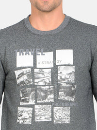 T-Base Men Grey Printed Sweatshirt