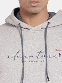 T-Base Typography Printed Hooded Cotton Sweatshirt