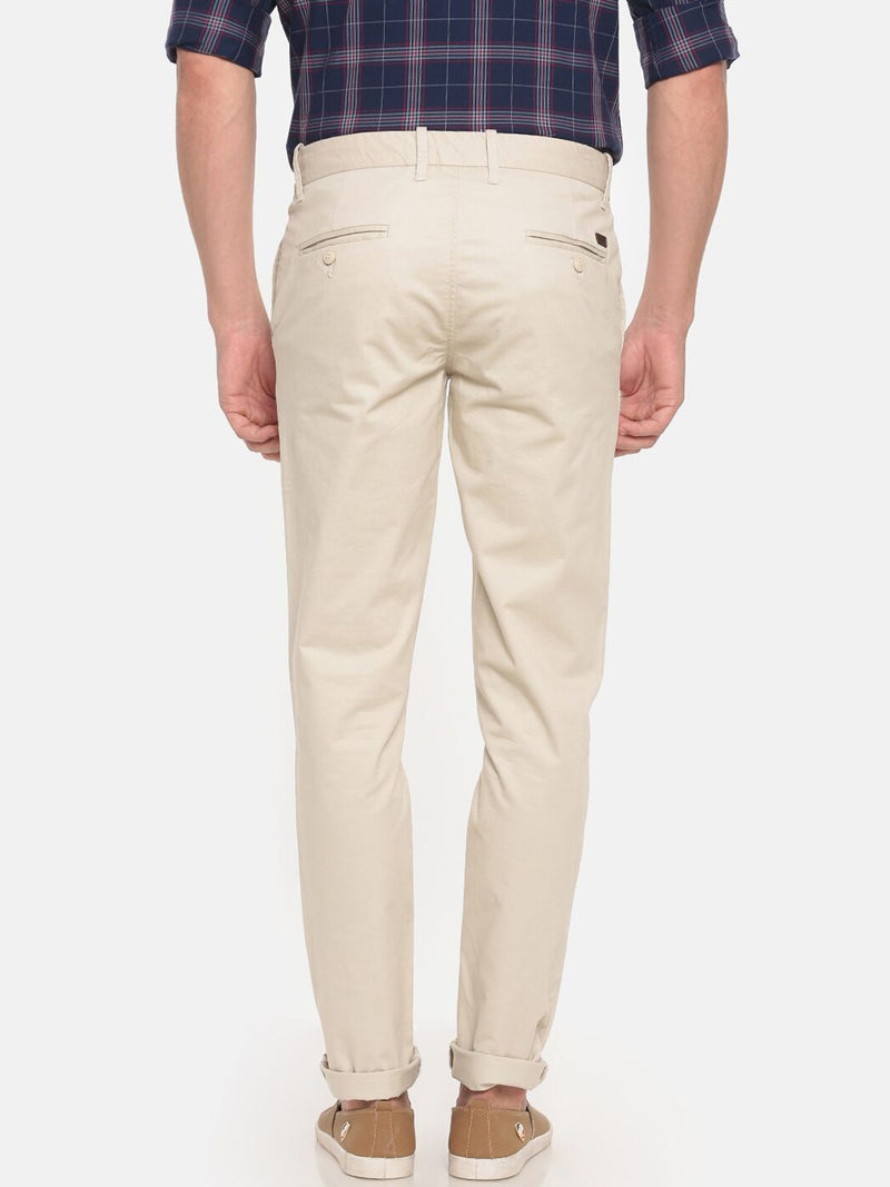 T-Base Men Cream-Coloured Core Chinos Trousers