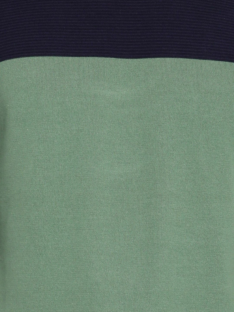 T-Base Men Green & Navy Blue Colourblocked Pullover Sweater