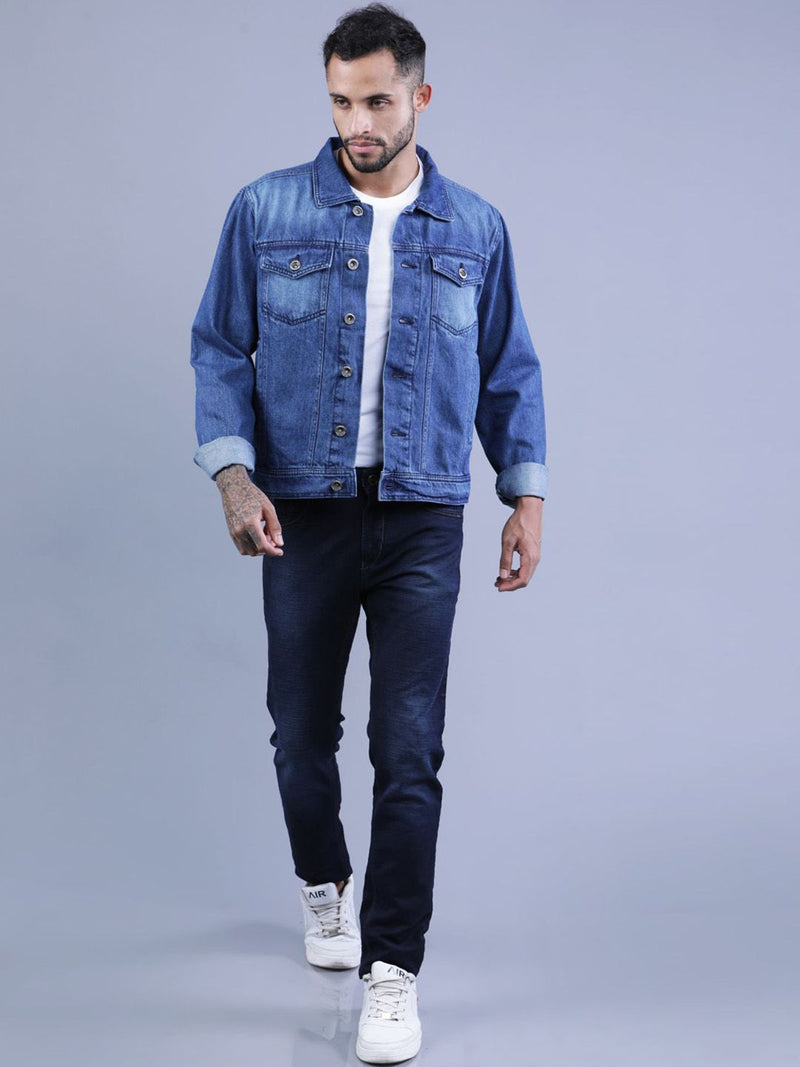 t-base Men Washed Denim Jacket