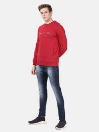 T-Base Men Red Printed Sweatshirt