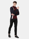 T-Base Men Maroon & White Colourblocked Pullover