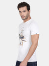 T-Base Men White Printed Cotton T-Shirt