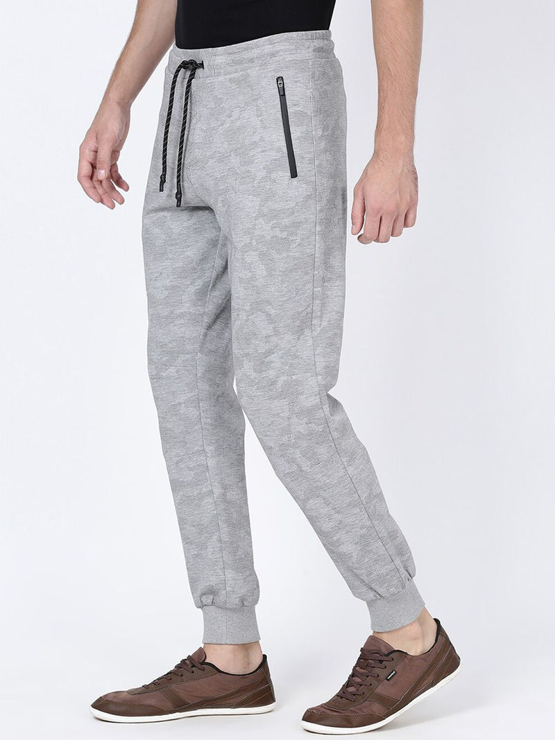 T-Base Men Grey Printed Cotton Joggers