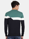 T-Base Colourblocked Round Neck Cotton Pullover Sweater