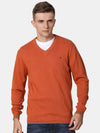 T-Base Men Rust Solid Cotton Pullover