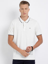 T-Base Men White Polo Collar T-Shirt