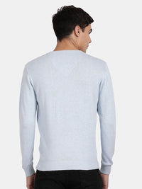 V Neck Aqua Melange Full Sleeve Pullover