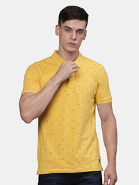 T-Base Men Printed Polo Collar Pockets T-Shirt