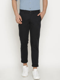 T-Base Men Navy Blue Easy Wash Chinos Trousers