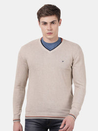 T-Base Men Beige Long Sleeve Pullover