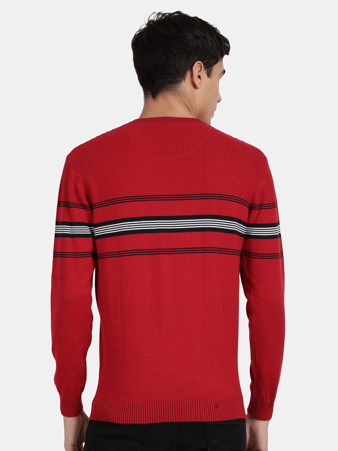 T-Base Men Striped Cotton Pullover