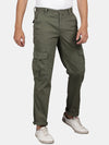 T-Base Men Mid-Rise Flat-Front Plain Zip Cotton Cargos Trouser