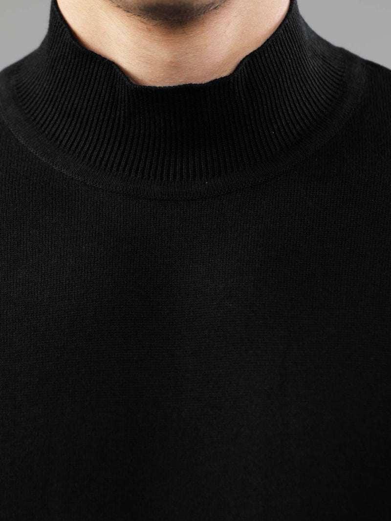 T-Base Men Black Ribbed Pullover