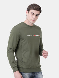 T-Base Men Olive Green Sweatshirt