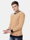 T-Base Men Yellow & White Cable Knit Sweater