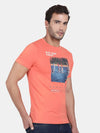 T-Base Men Orange Printed T-Shirt