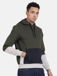 T-Base Colourblocked Hooded Pullover Sweatshirt