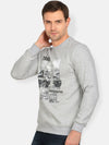 T-Base Men Grey & Black Printed Sweatshirt