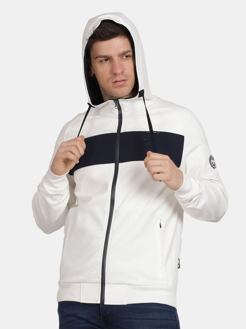 T-Base Men Solid Hooded Sweatshirt