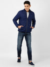 t-base Men Navy Blue Solid Lightweight Padded Jacket