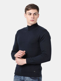 High Neck Navy Full Sleeve Pullover