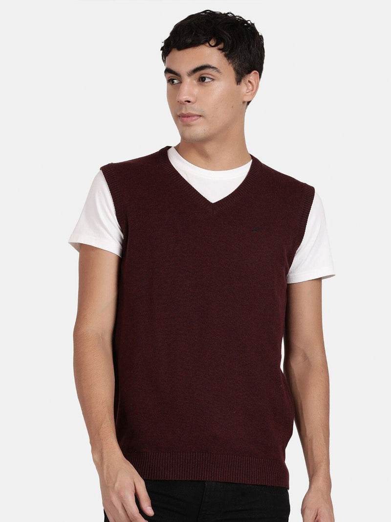 T-Base V-Neck Sleeveless Cotton Sweater Vest