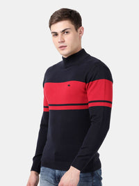 T-Base Men Red & Black Colourblocked Pullover