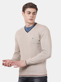 T-Base Men Beige Long Sleeve Pullover