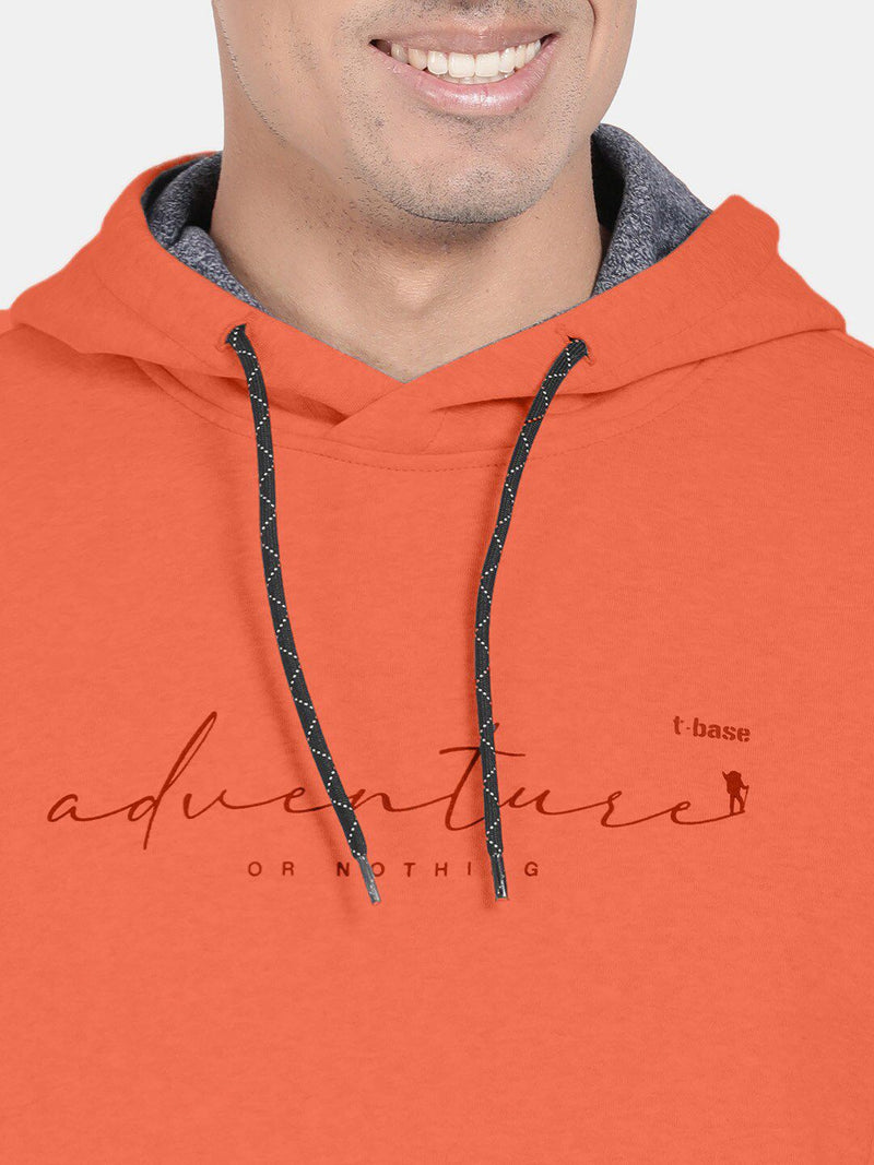 T-Base Typography Printed Hooded Sweatshirt