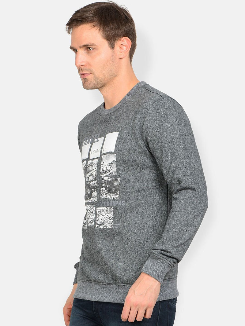 T-Base Men Grey Printed Sweatshirt