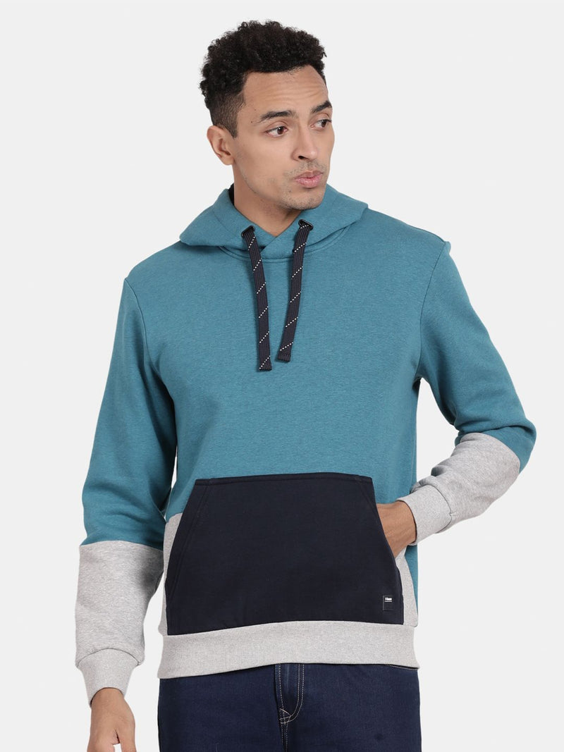 T-Base Colourblocked Hooded Pullover Sweatshirt