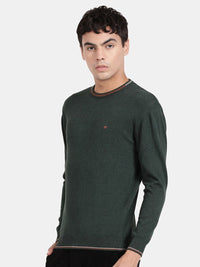 Crew Neck Dark Pine Melange Full Sleeve Pullover