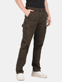 Forest Green Solid Cargo Pants