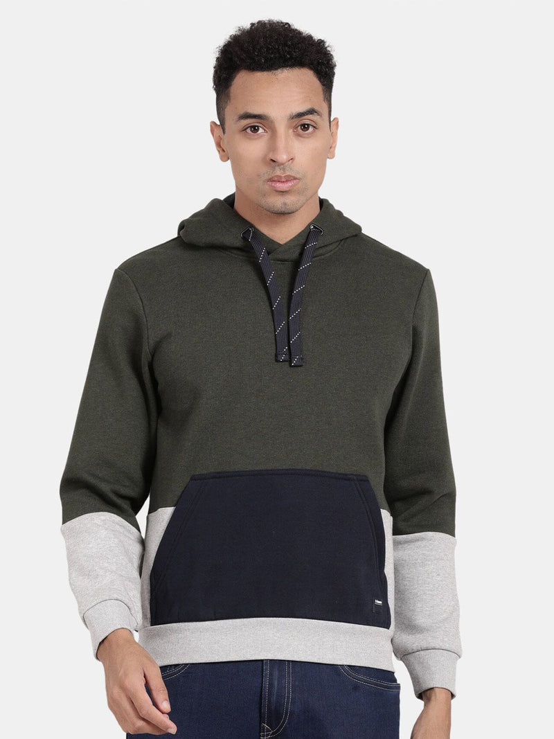 T-Base Colourblocked Hooded Pullover Sweatshirt