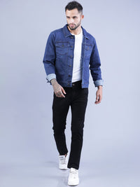 t-base Men Solid Denim Jacket