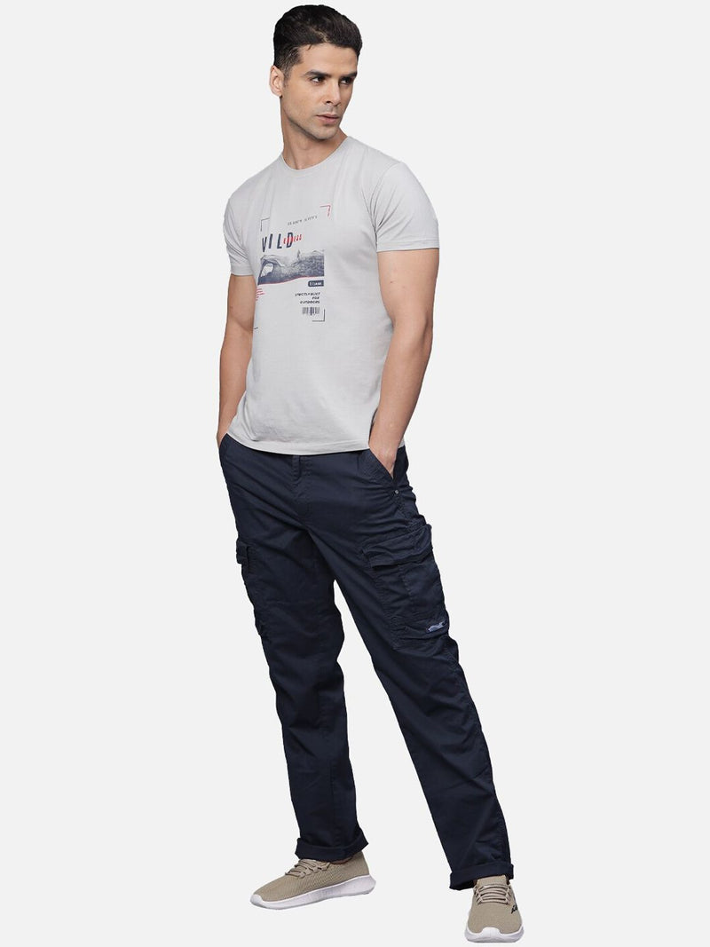 T-Base Men Navy Blue Cargos Trousers