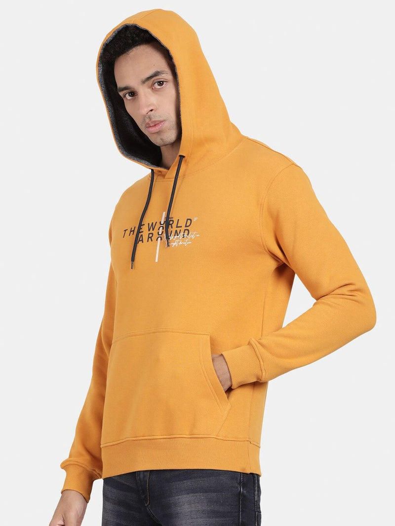 T-Base Typography Printed Hooded Pullover Sweatshirt