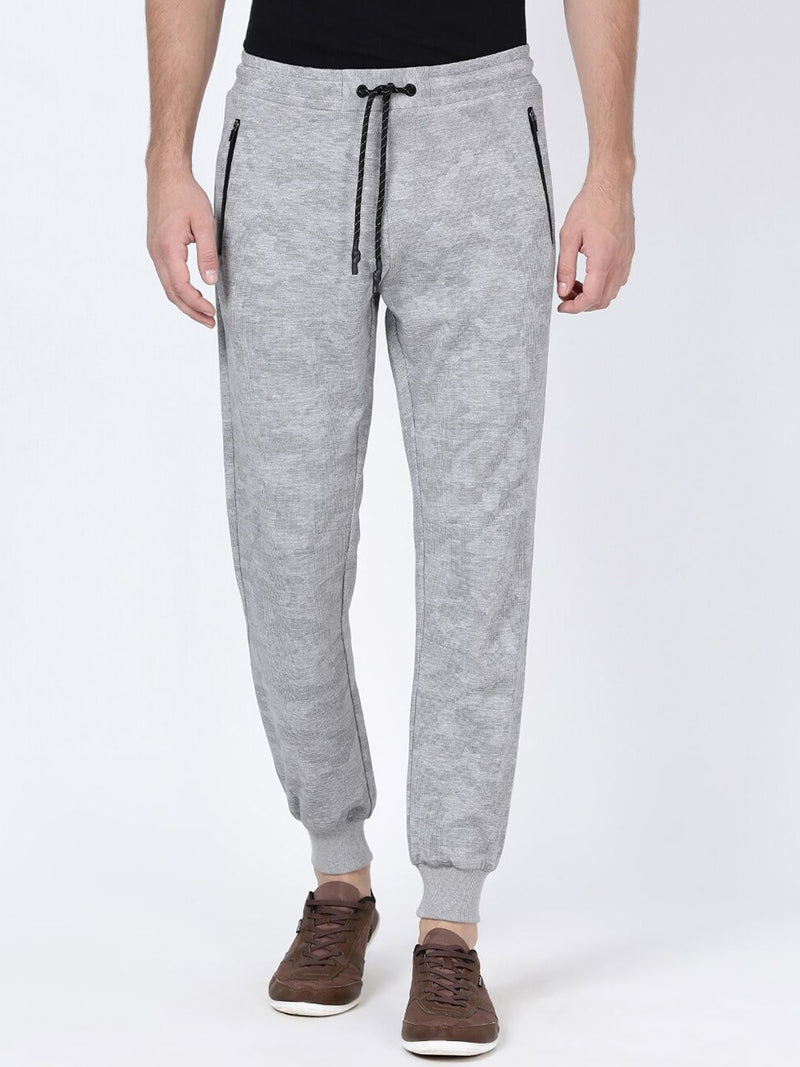 T-Base Men Grey Printed Cotton Joggers