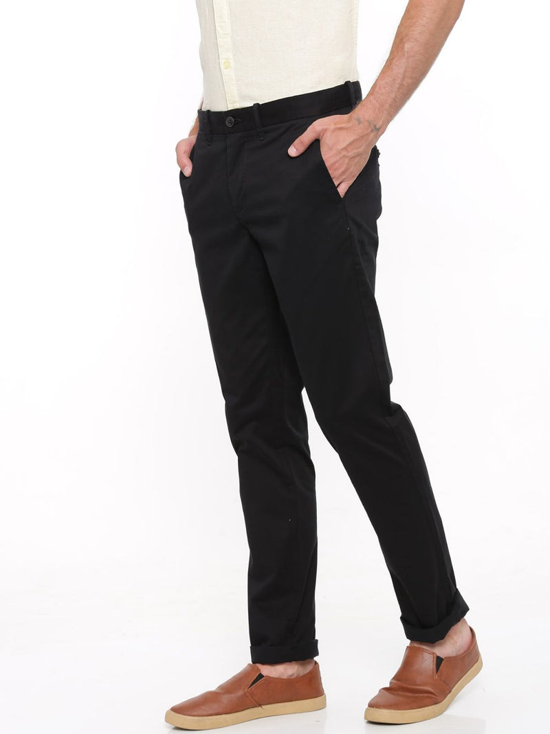 T-Base Men Black Easy Wash Trousers