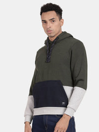 T-Base Colourblocked Hooded Pullover Sweatshirt