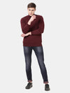 T-Base Men Maroon Turtle Neck Cotton Pullover