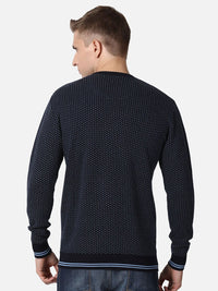 T-Base Men Navy Blue Quirky Printed Cotton Pullover