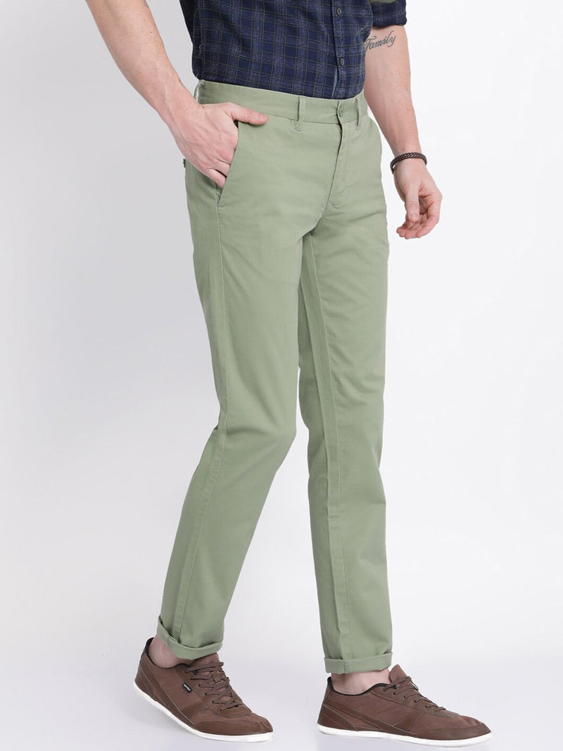 T-Base Men Green Easy Wash Trousers