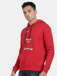 T-Base Typography Printed Hooded Pullover Sweatshirt