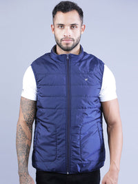 t-base Men Blue Windcheater Padded Jacket