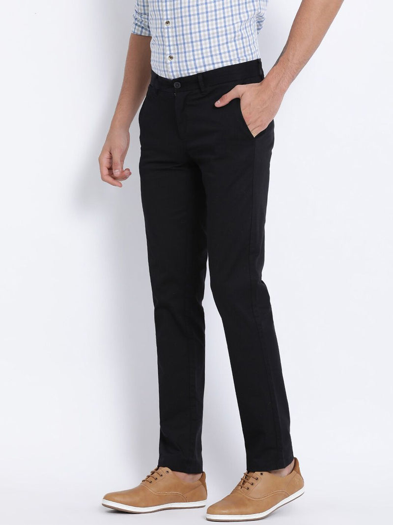 T-Base Men Black Core Chinos Trousers